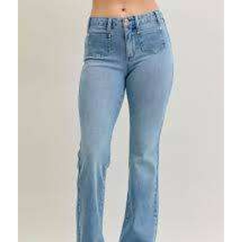 Judy Blue Boot Cut Jeans Women 9/29 Blue Mid Rise Patch Pocket